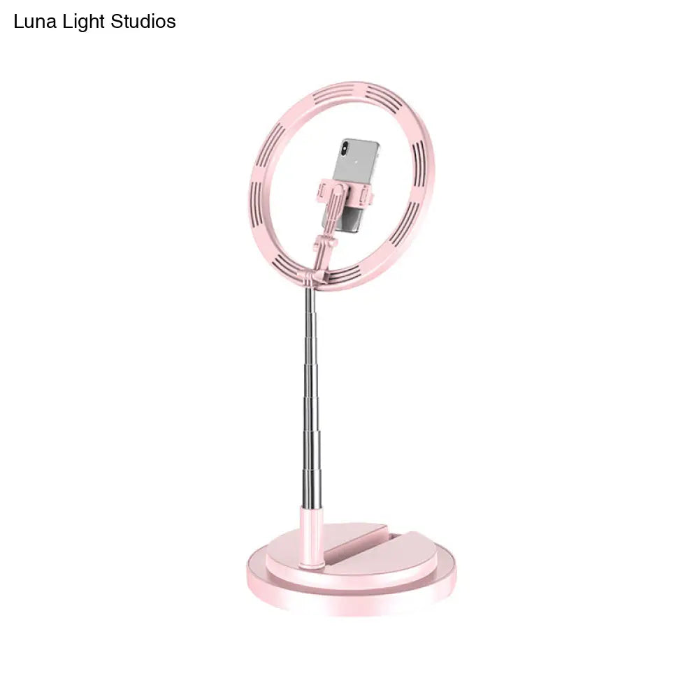 DecorBites™ Minimalist Circular Metal USB Vanity Lamp with LED Fill Light for Mobile Phone Holder - Black/White/Pink