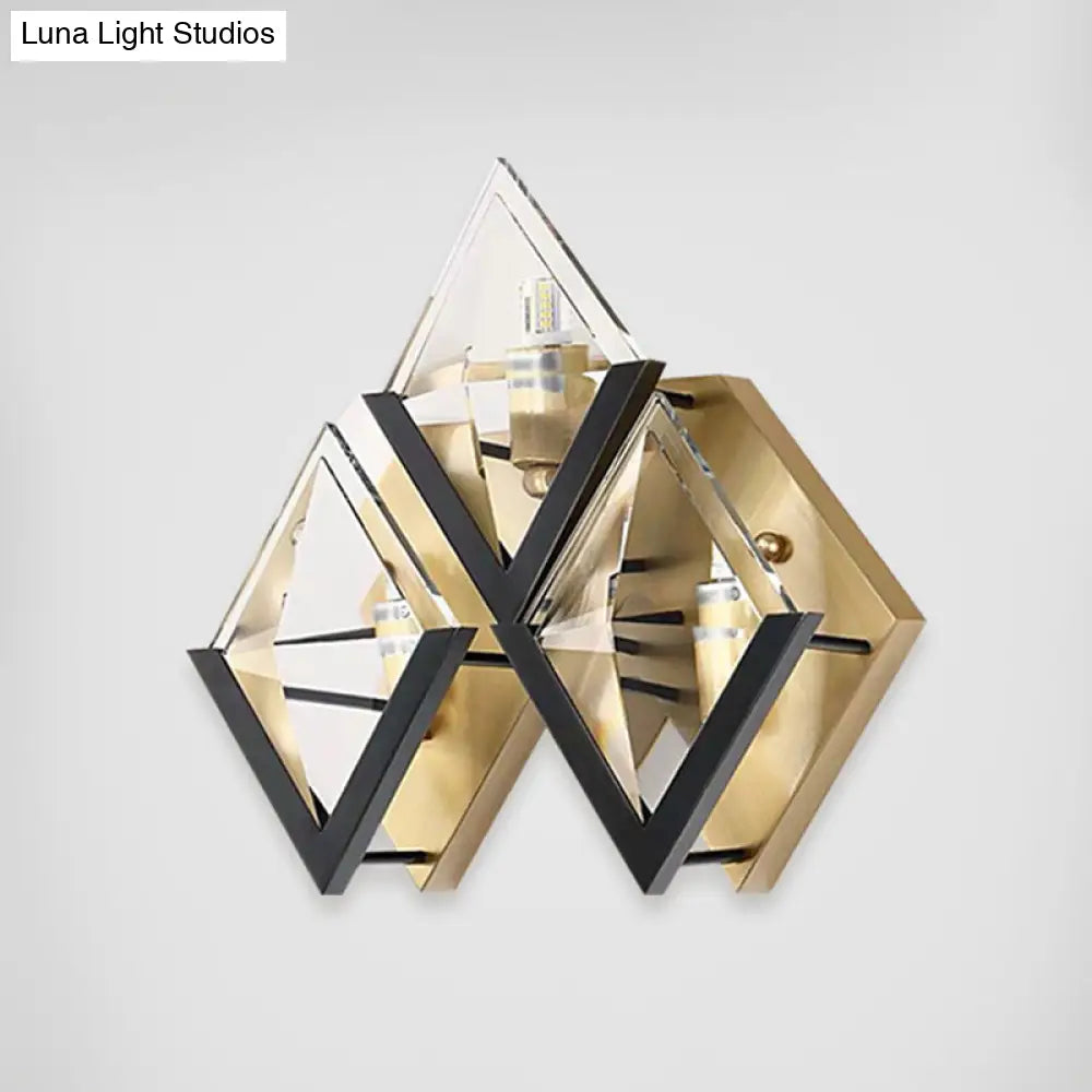 DecorBites™ Minimalist Crystal LED Wall Sconce in Gold with Rhombus Surface Design