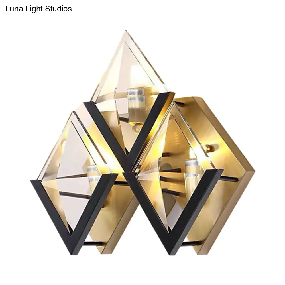 DecorBites™ Minimalist Crystal LED Wall Sconce in Gold with Rhombus Surface Design