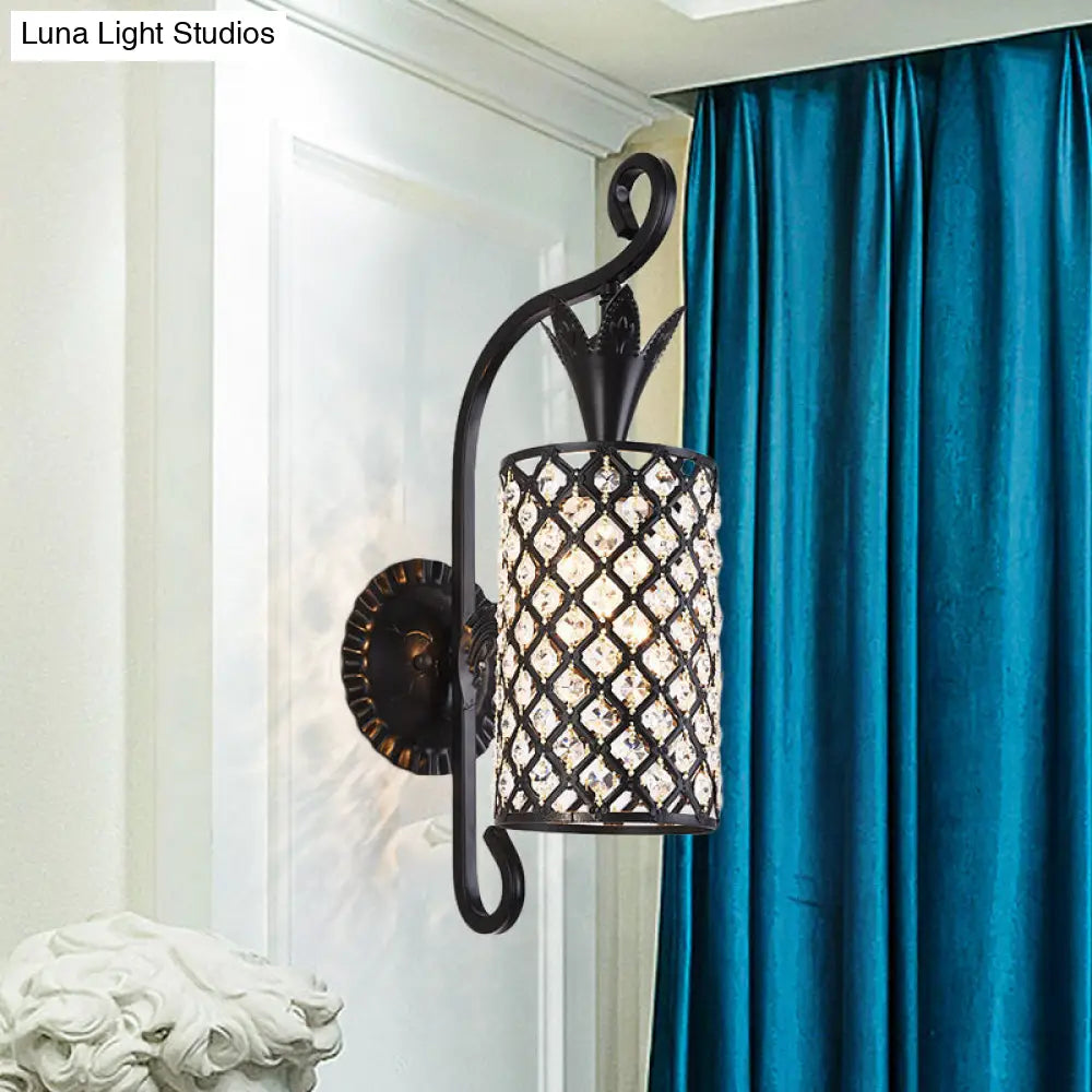 DecorBites™ Minimalist Crystal Square/Rhombus Sconce: Black 1-Light Shade Wall Lighting Fixture