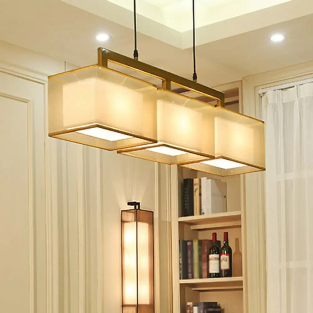 DecorBites™ Minimalist Dual-Rectangle Island Light - Fabric Suspension Lighting for Restaurants