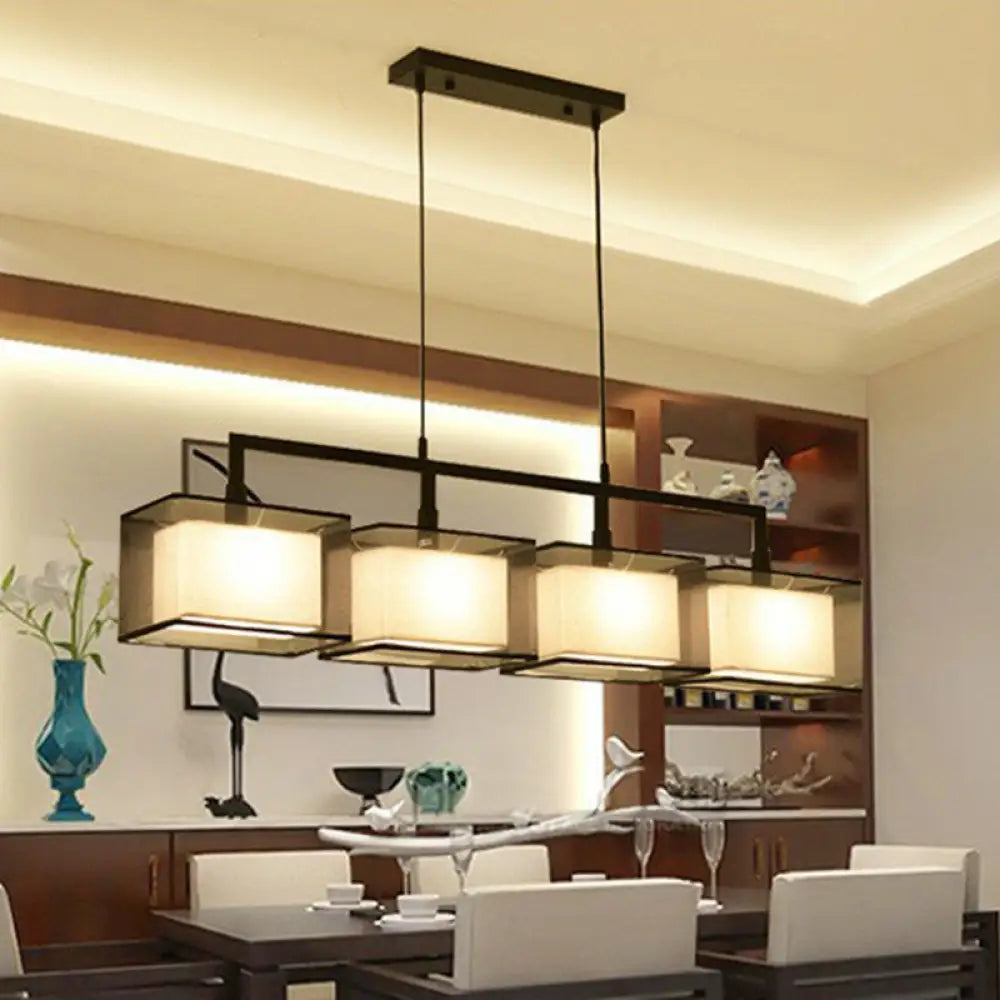 DecorBites™ Minimalist Dual-Rectangle Island Light - Fabric Suspension Lighting for Restaurants