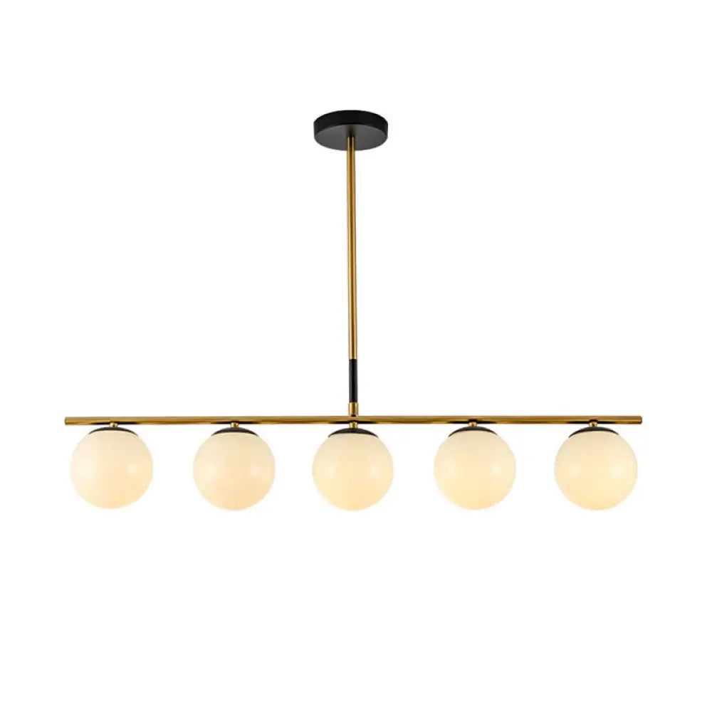 DecorBites™ Minimalist Glass Globe Island Chandelier with Brass Pendant - 4/5 Lights in White, Smoke Grey, or Clear