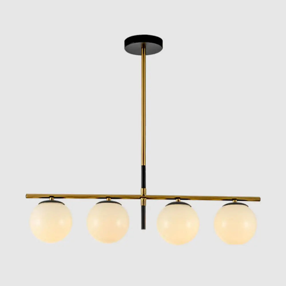 DecorBites™ Minimalist Glass Globe Island Chandelier with Brass Pendant - 4/5 Lights in White, Smoke Grey, or Clear
