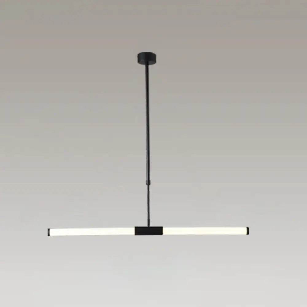 DecorBites™ Minimalist Glass Tube Pendant Lamp with Frosted White Shade and Black LED for Offices
