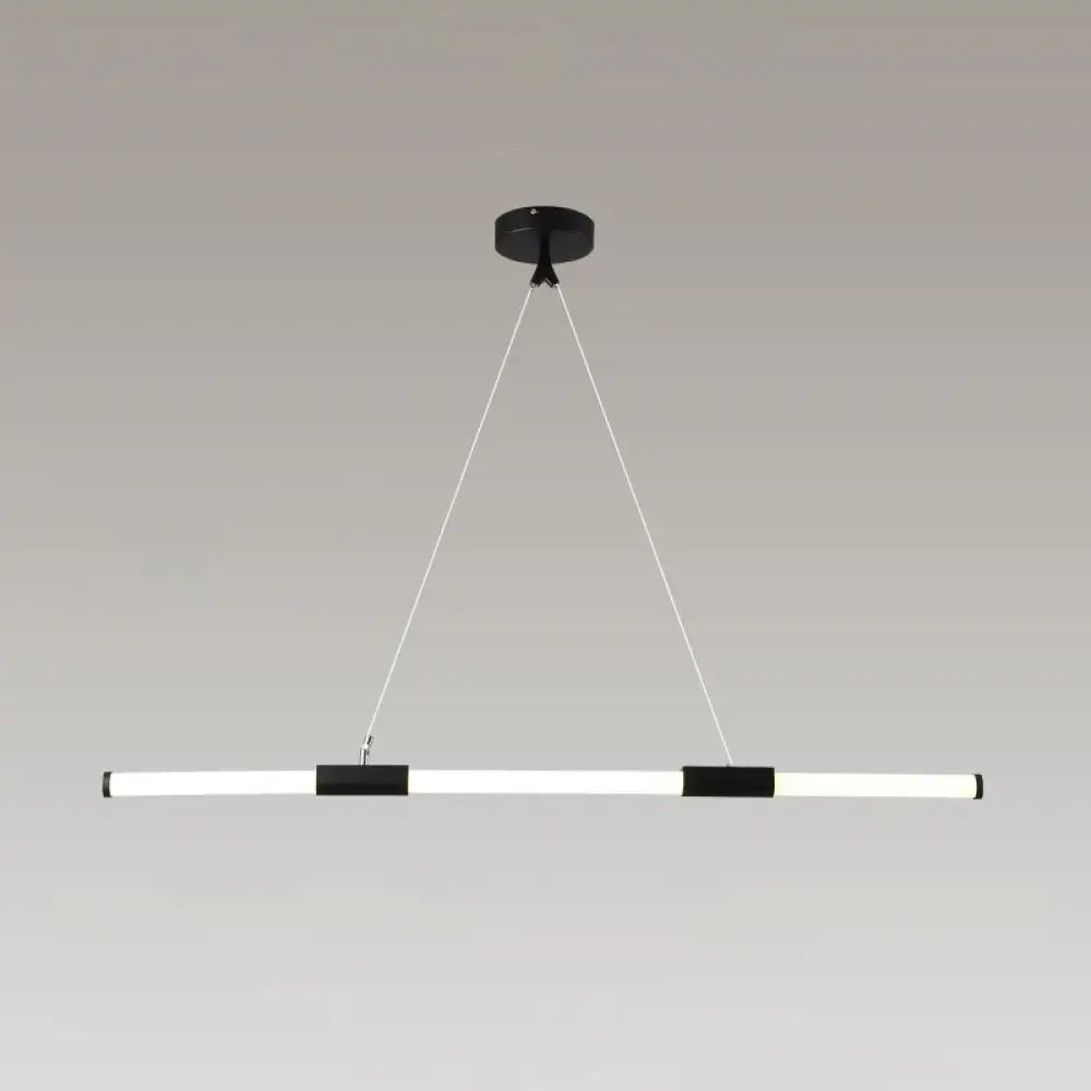 DecorBites™ Minimalist Glass Tube Pendant Lamp with Frosted White Shade and Black LED for Offices