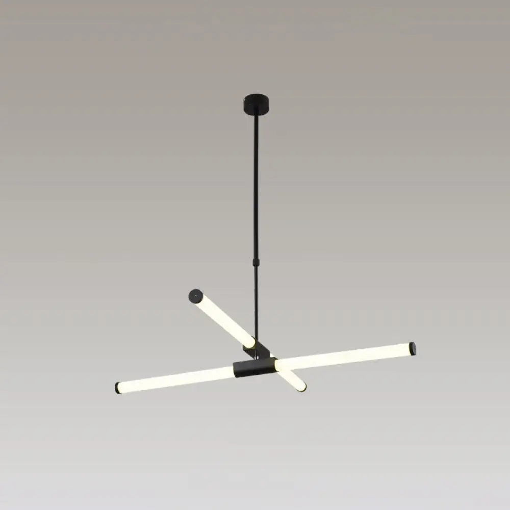 DecorBites™ Minimalist Glass Tube Pendant Lamp with Frosted White Shade and Black LED for Offices