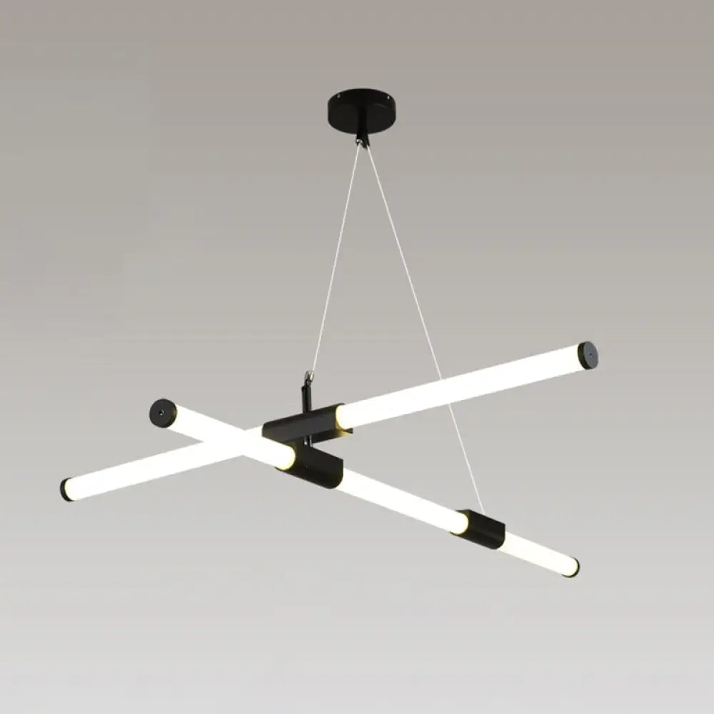 DecorBites™ Minimalist Glass Tube Pendant Lamp with Frosted White Shade and Black LED for Offices