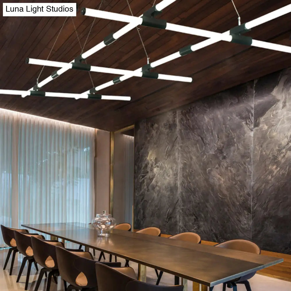 DecorBites™ Minimalist Glass Tube Pendant Lamp with Frosted White Shade and Black LED for Offices