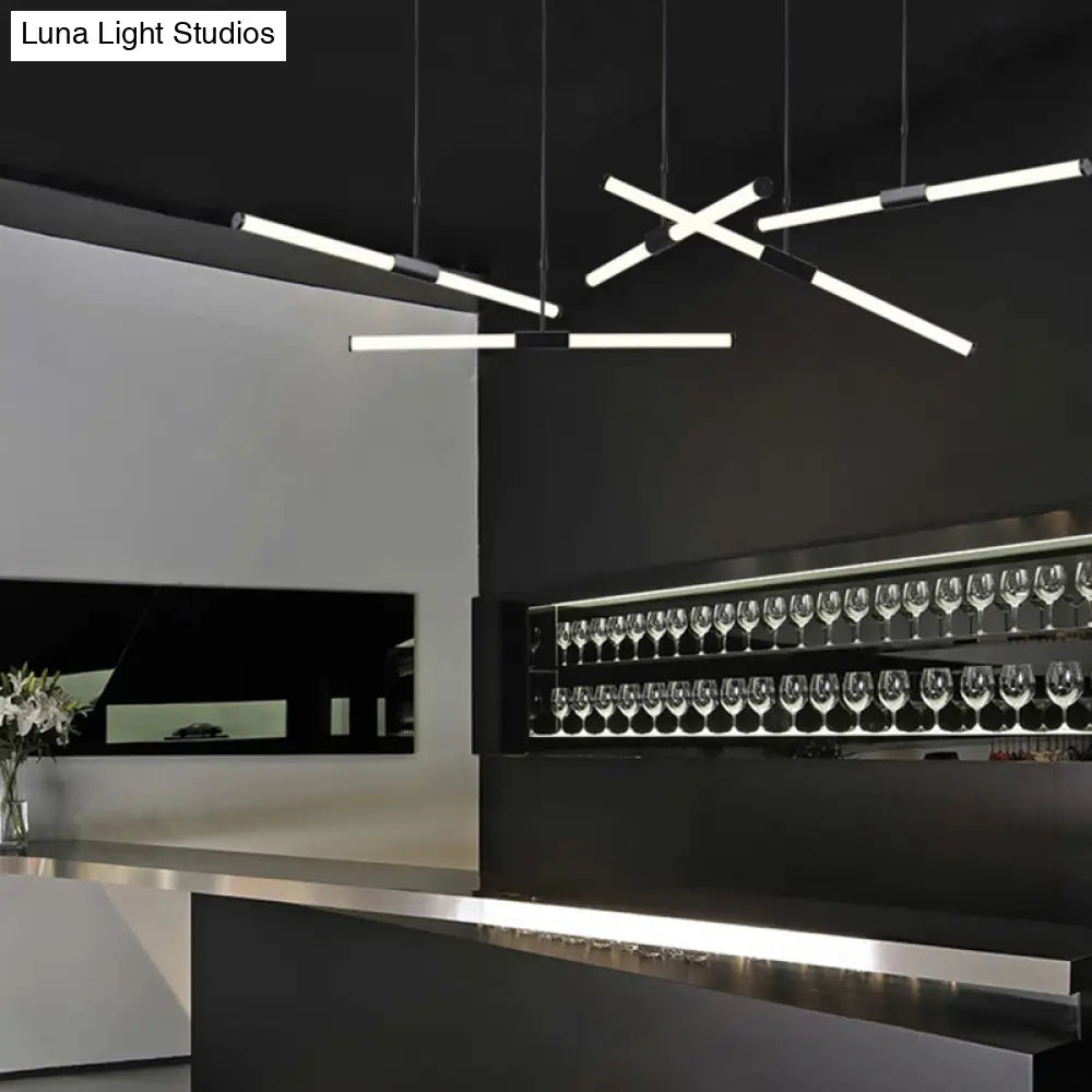 DecorBites™ Minimalist Glass Tube Pendant Lamp with Frosted White Shade and Black LED for Offices