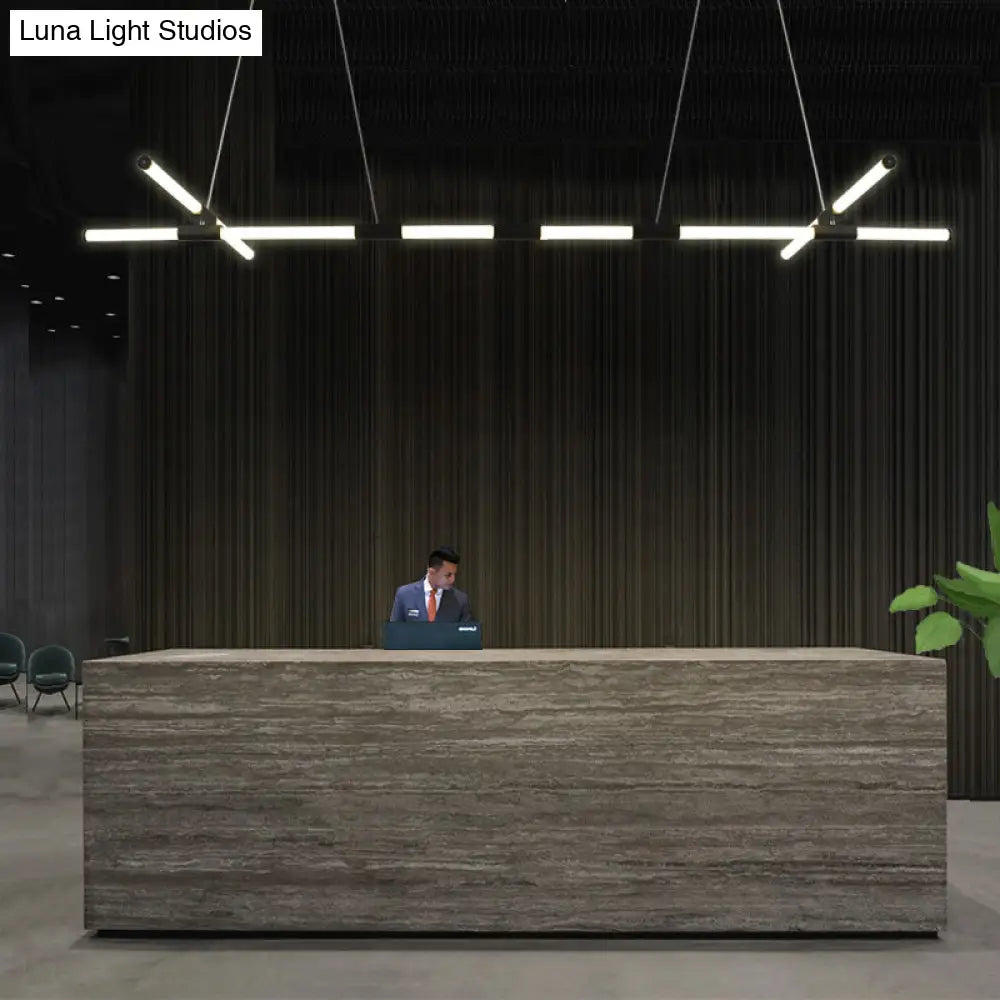 DecorBites™ Minimalist Glass Tube Pendant Lamp with Frosted White Shade and Black LED for Offices