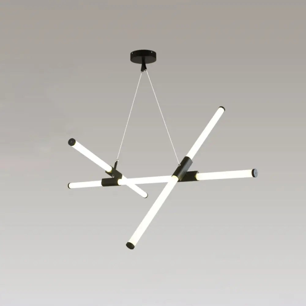 DecorBites™ Minimalist Glass Tube Pendant Lamp with Frosted White Shade and Black LED for Offices