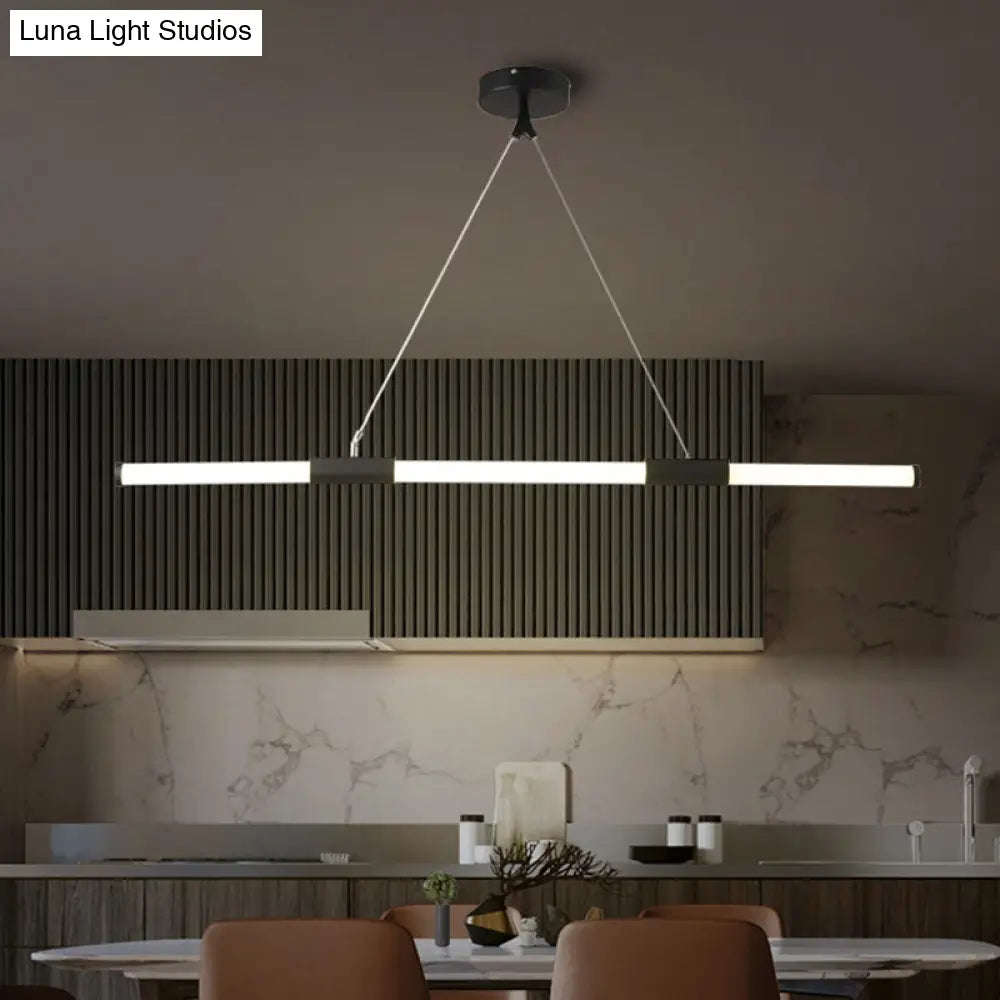 DecorBites™ Minimalist Glass Tube Pendant Lamp with Frosted White Shade and Black LED for Offices