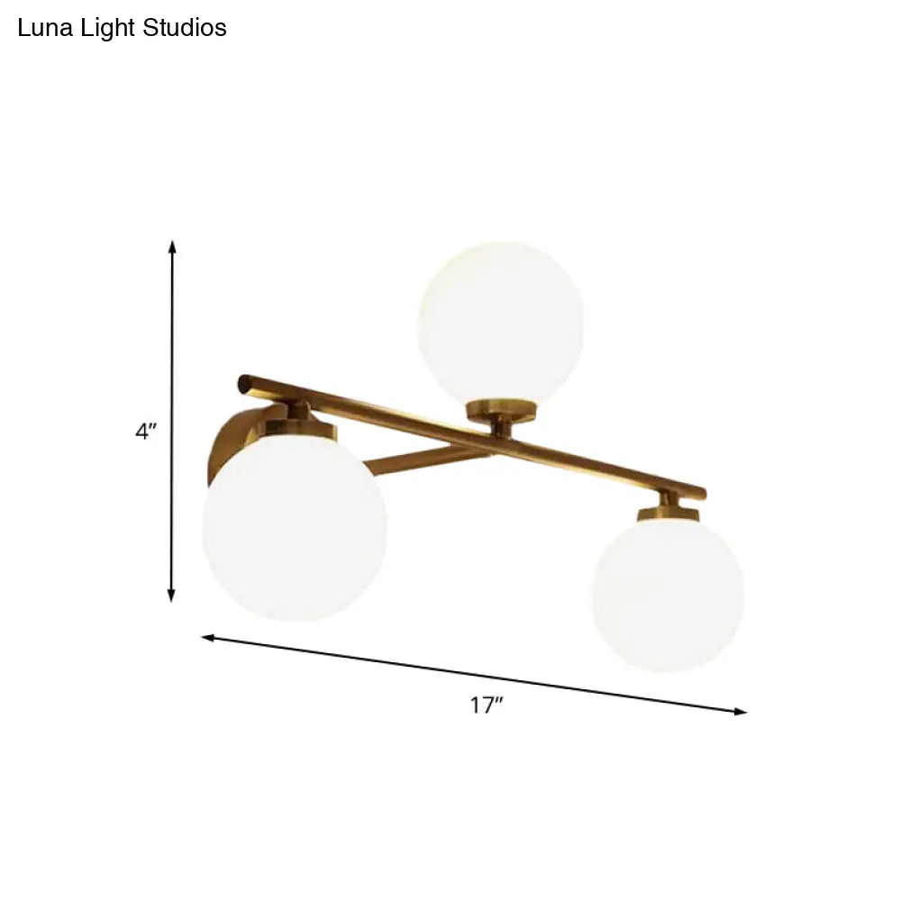 DecorBites™ Minimalist Globe Opal Glass Sconce Light Fixture - Up and Down Wall Lamp, Gold, 3 Bulbs