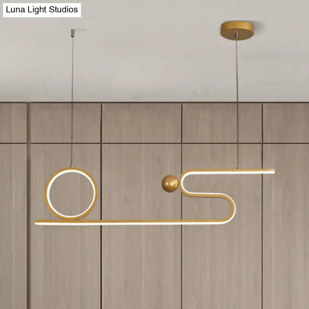 DecorBites™ Minimalist Gold Linear LED Island Lighting for Restaurants - Metal Ceiling Hang Lamp