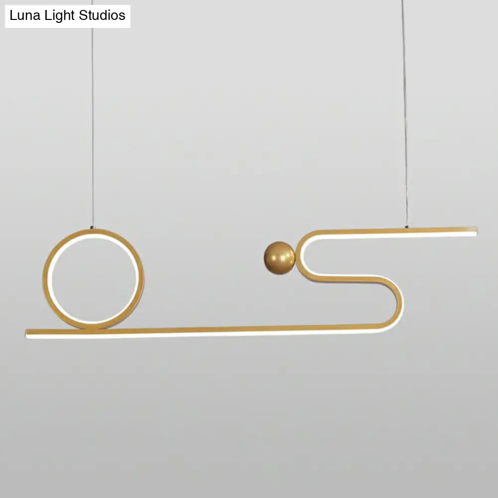 DecorBites™ Minimalist Gold Linear LED Island Lighting for Restaurants - Metal Ceiling Hang Lamp