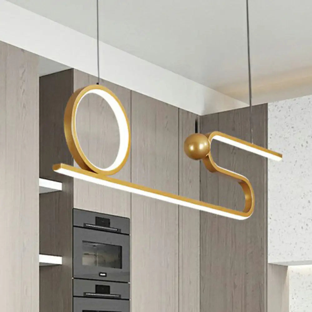 DecorBites™ Minimalist Gold Linear LED Island Lighting for Restaurants - Metal Ceiling Hang Lamp