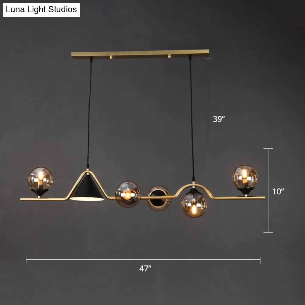DecorBites™ Minimalist Gold Metal Dining Pendant Lamp - Cone and Ball Hanging Island Light for Dining Room