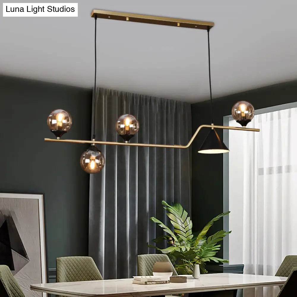 DecorBites™ Minimalist Gold Metal Dining Pendant Lamp - Cone and Ball Hanging Island Light for Dining Room