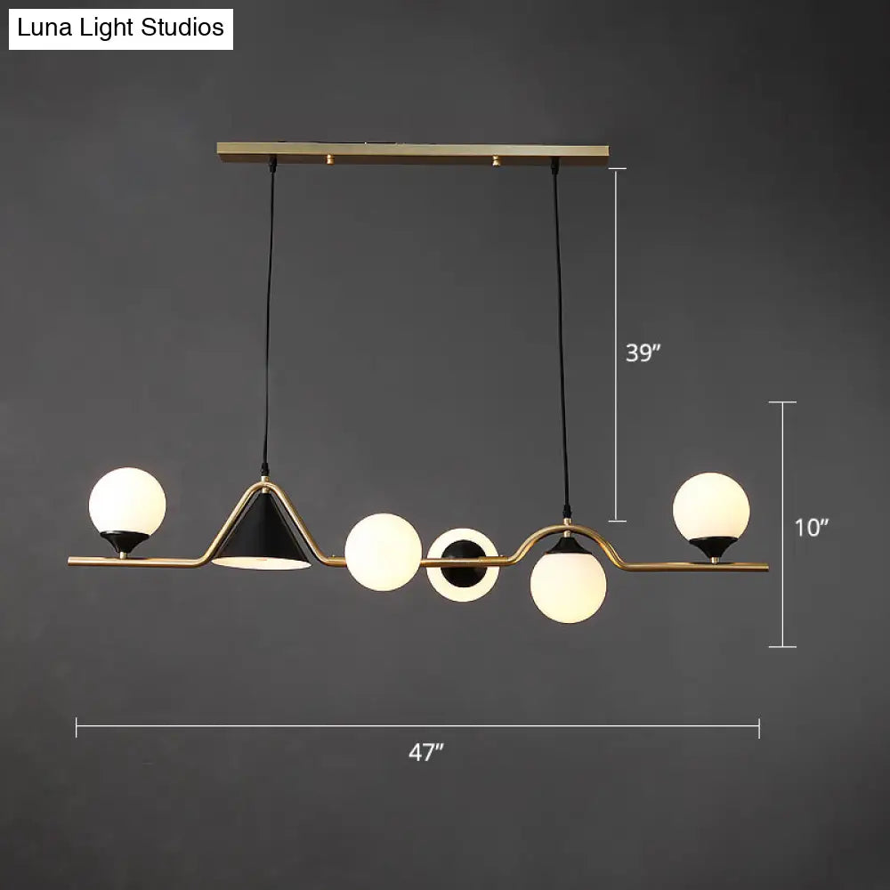 DecorBites™ Minimalist Gold Metal Dining Pendant Lamp - Cone and Ball Hanging Island Light for Dining Room