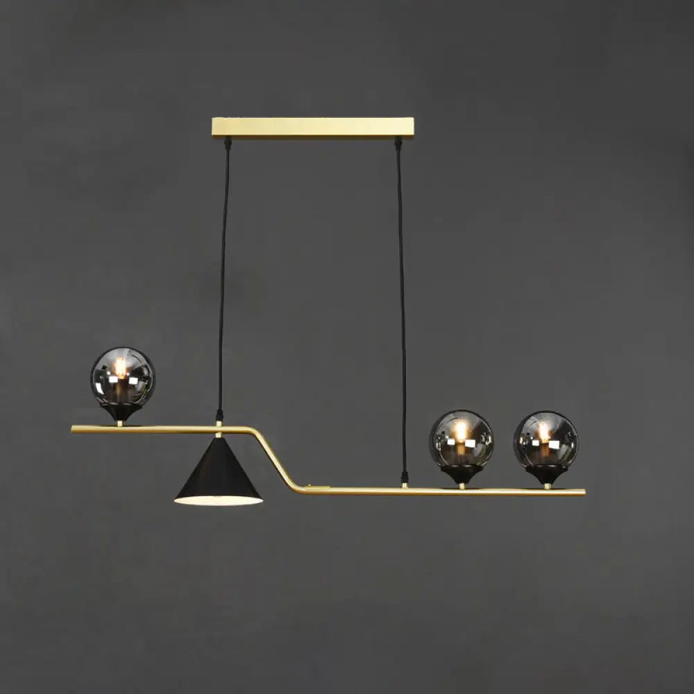 DecorBites™ Minimalist Gold Metal Dining Pendant Lamp - Cone and Ball Hanging Island Light for Dining Room