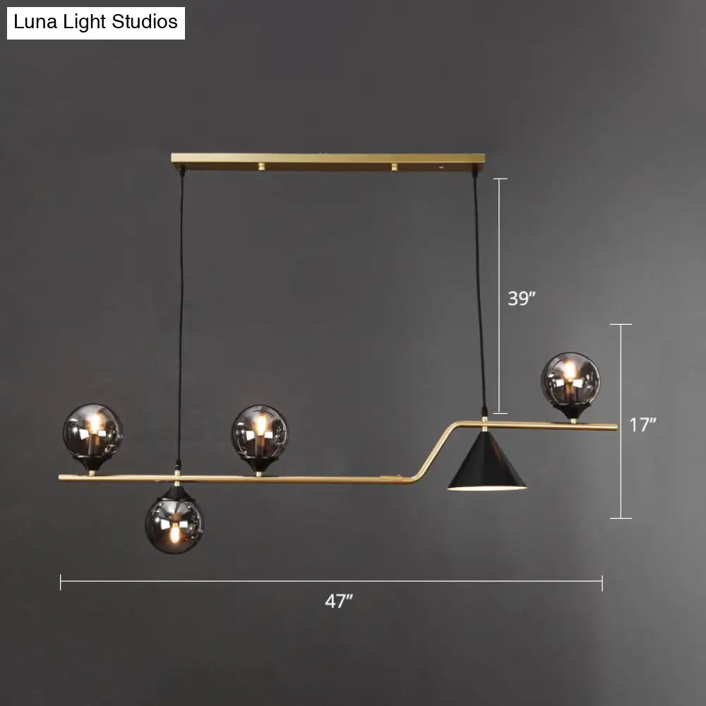 DecorBites™ Minimalist Gold Metal Dining Pendant Lamp - Cone and Ball Hanging Island Light for Dining Room