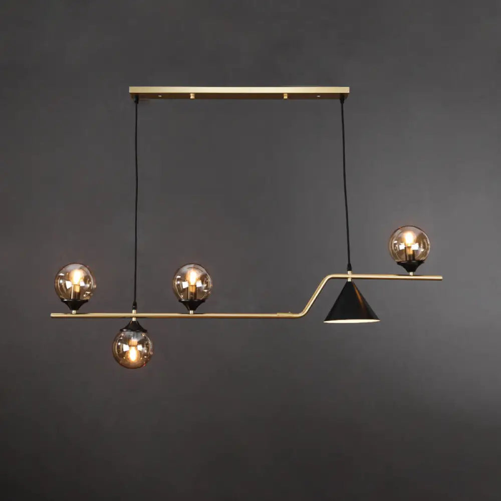 DecorBites™ Minimalist Gold Metal Dining Pendant Lamp - Cone and Ball Hanging Island Light for Dining Room