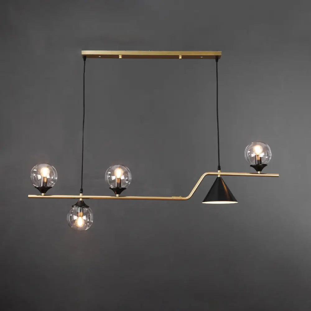 DecorBites™ Minimalist Gold Metal Dining Pendant Lamp - Cone and Ball Hanging Island Light for Dining Room