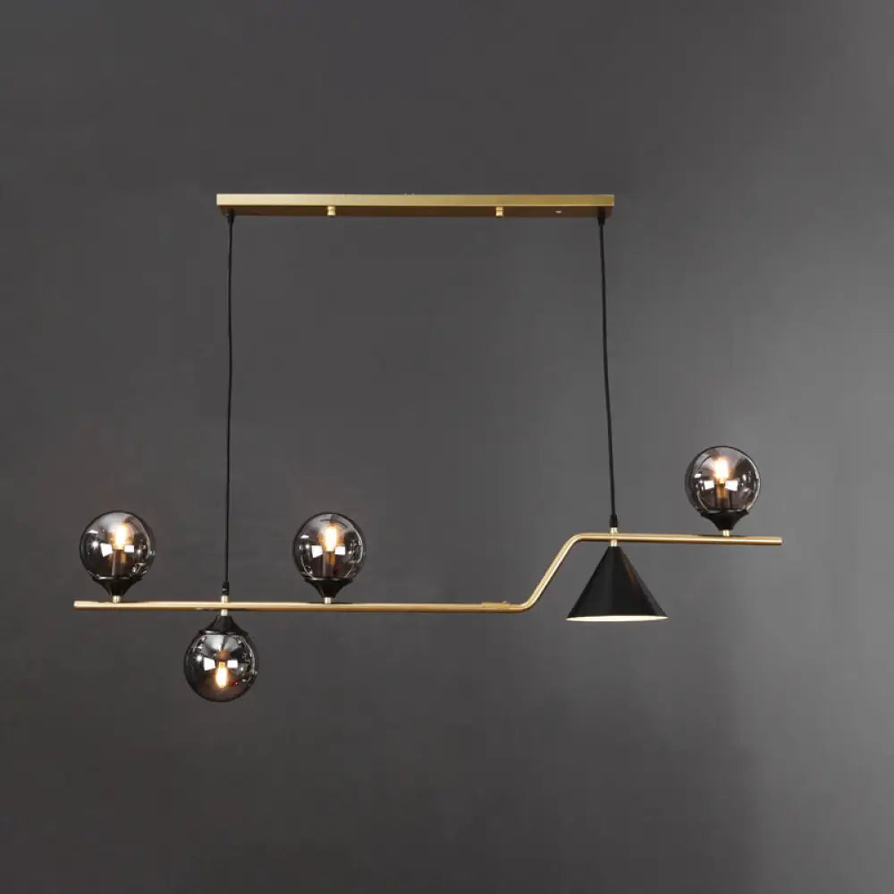 DecorBites™ Minimalist Gold Metal Dining Pendant Lamp - Cone and Ball Hanging Island Light for Dining Room