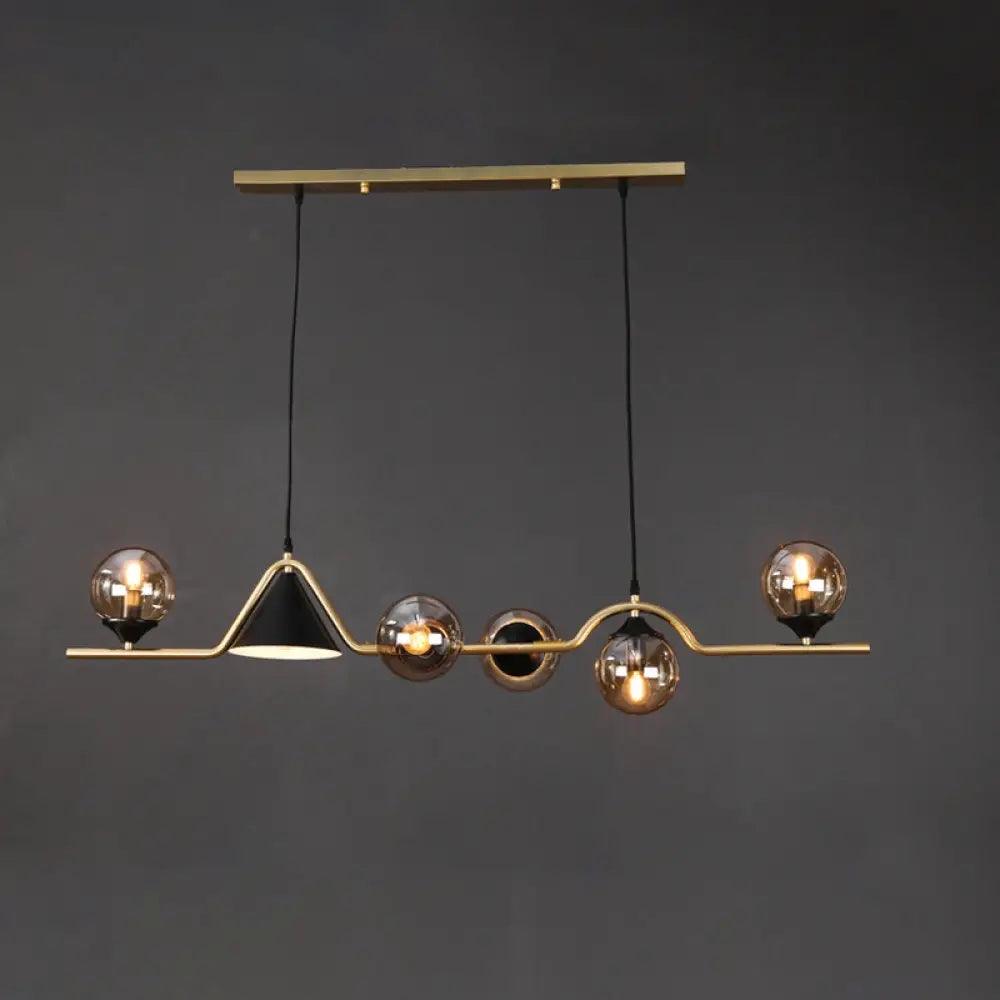 DecorBites™ Minimalist Gold Metal Dining Pendant Lamp - Cone and Ball Hanging Island Light for Dining Room