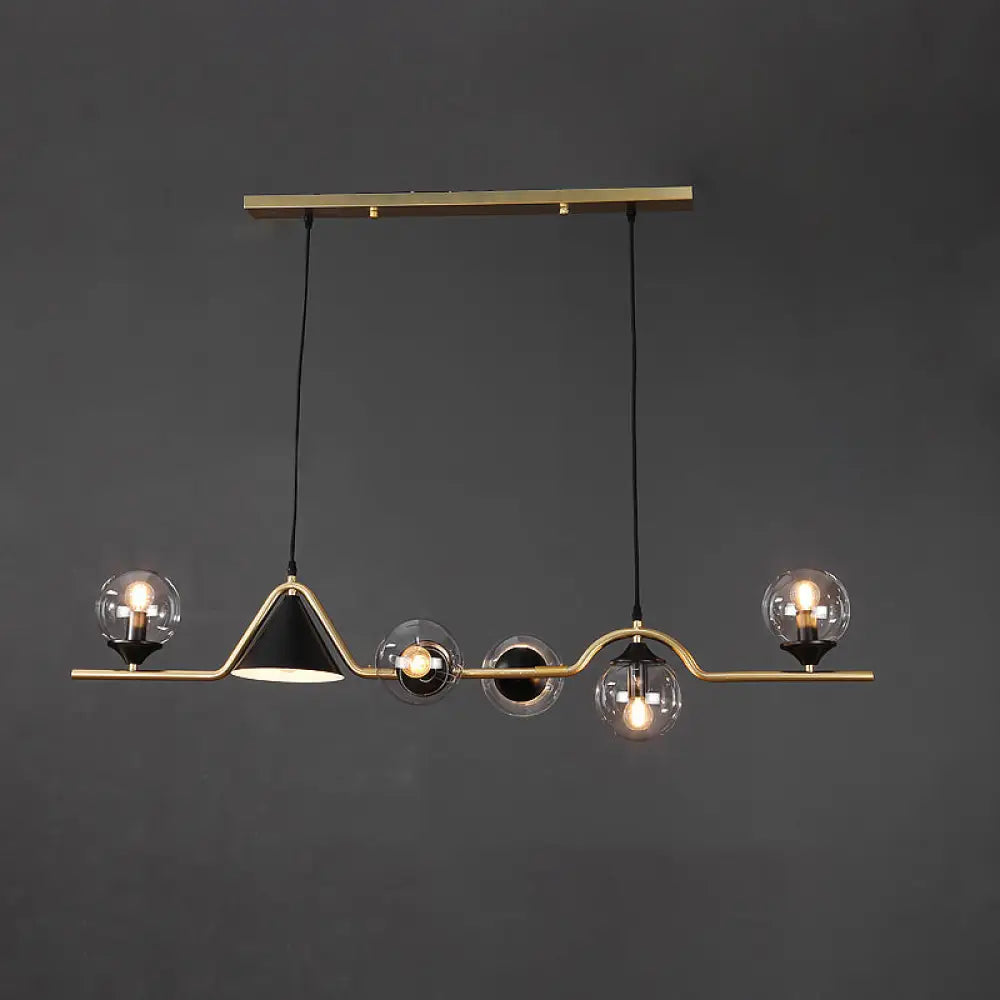 DecorBites™ Minimalist Gold Metal Dining Pendant Lamp - Cone and Ball Hanging Island Light for Dining Room