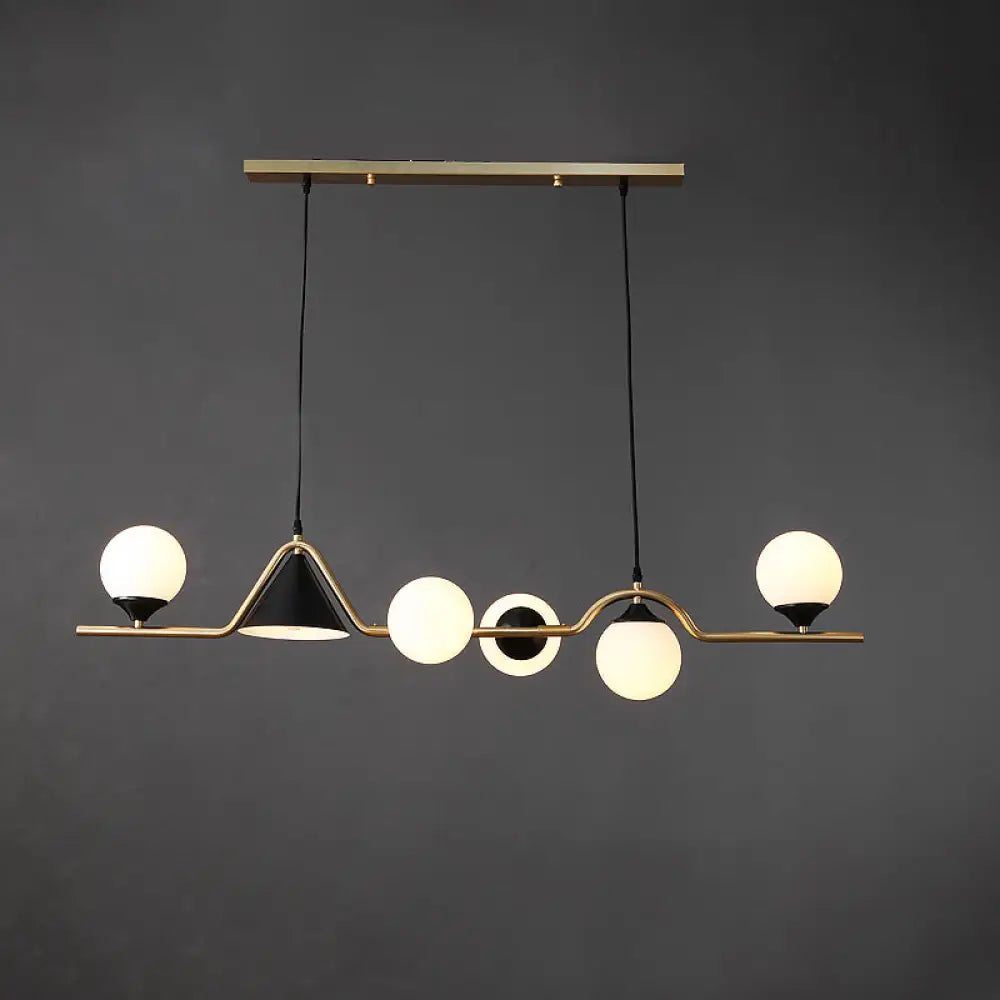 DecorBites™ Minimalist Gold Metal Dining Pendant Lamp - Cone and Ball Hanging Island Light for Dining Room