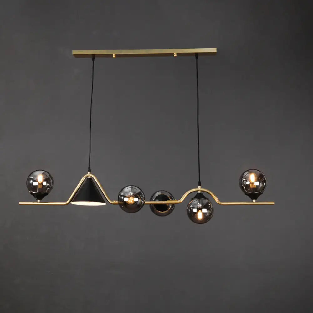 DecorBites™ Minimalist Gold Metal Dining Pendant Lamp - Cone and Ball Hanging Island Light for Dining Room