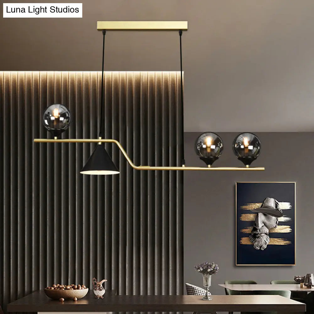 DecorBites™ Minimalist Gold Metal Dining Pendant Lamp - Cone and Ball Hanging Island Light for Dining Room