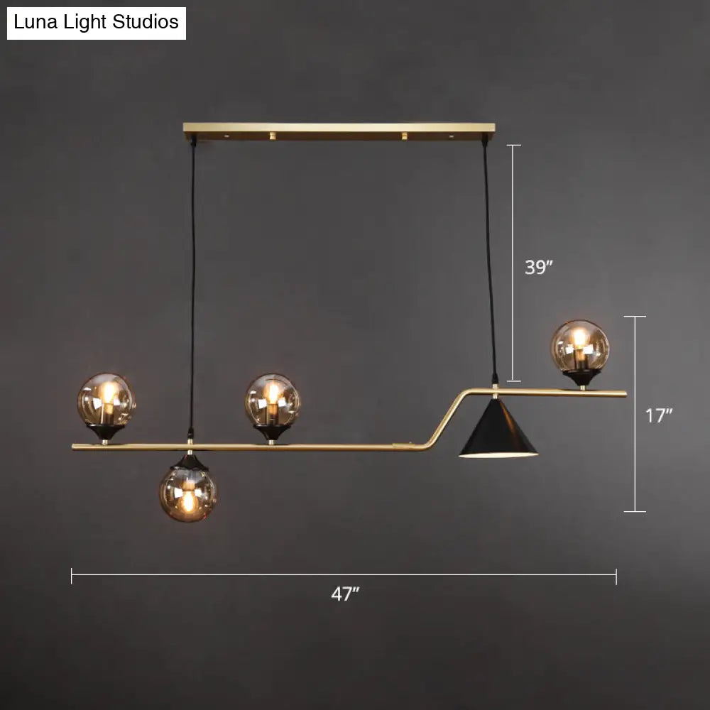 DecorBites™ Minimalist Gold Metal Dining Pendant Lamp - Cone and Ball Hanging Island Light for Dining Room