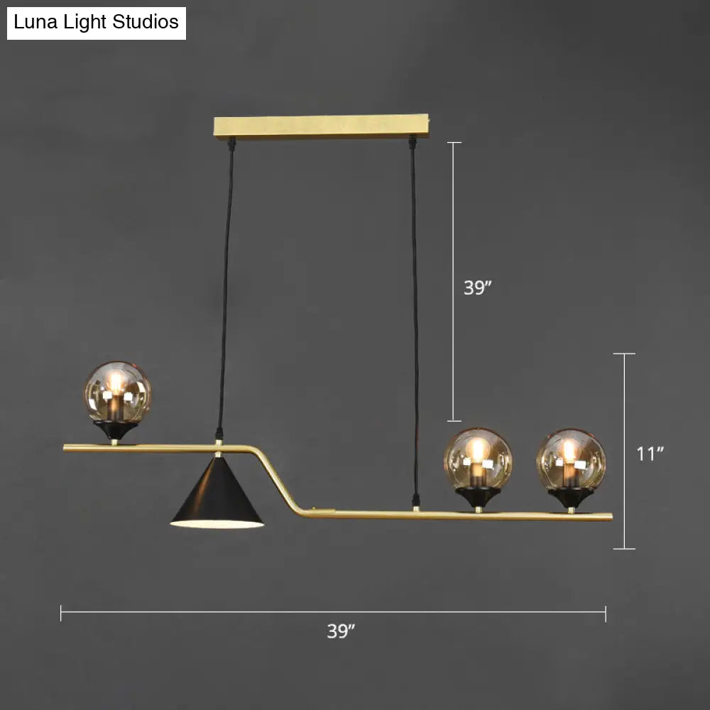DecorBites™ Minimalist Gold Metal Dining Pendant Lamp - Cone and Ball Hanging Island Light for Dining Room