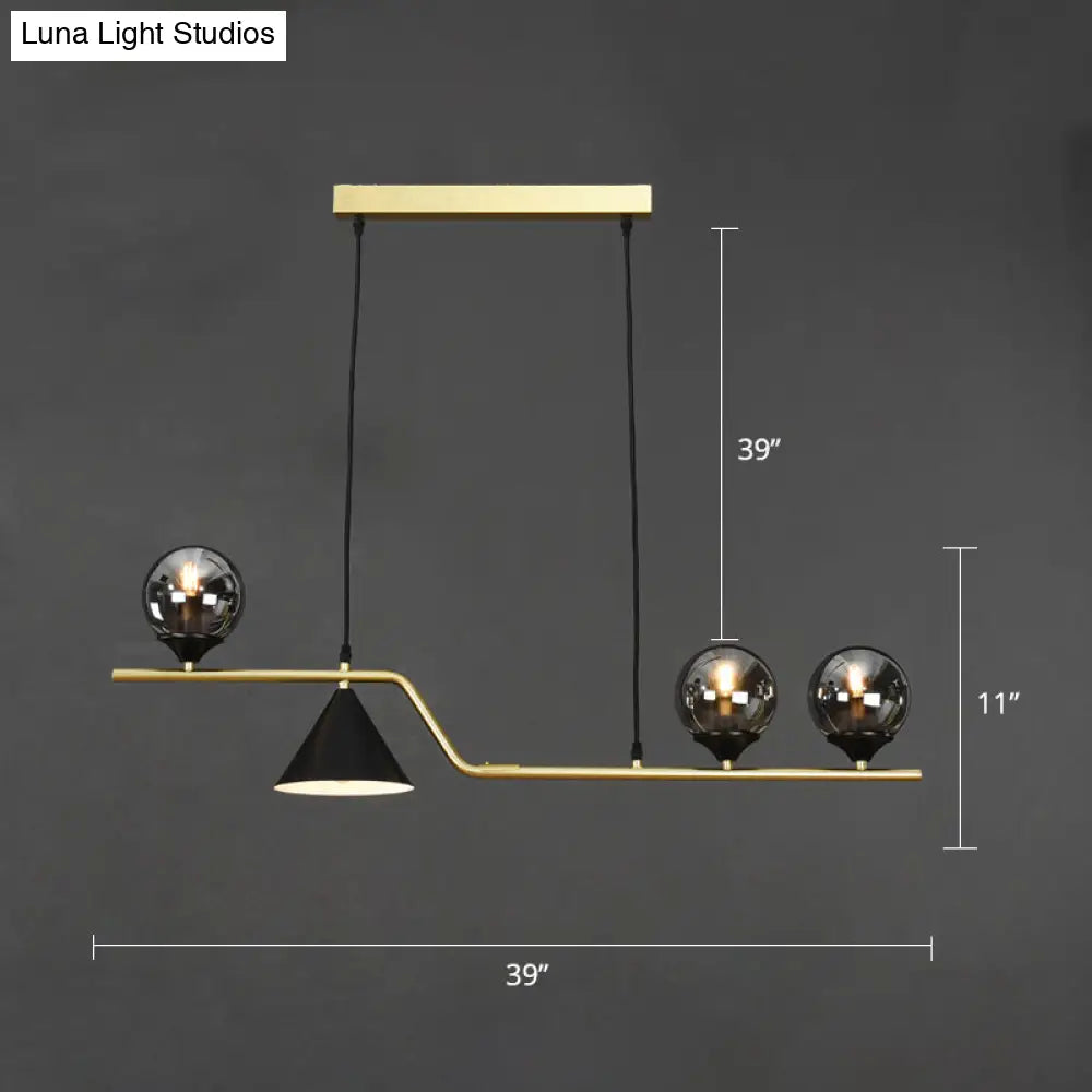 DecorBites™ Minimalist Gold Metal Dining Pendant Lamp - Cone and Ball Hanging Island Light for Dining Room
