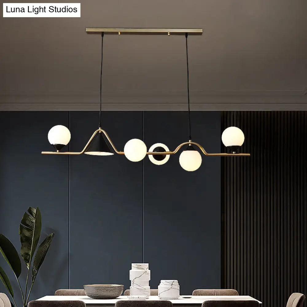 DecorBites™ Minimalist Gold Metal Dining Pendant Lamp - Cone and Ball Hanging Island Light for Dining Room