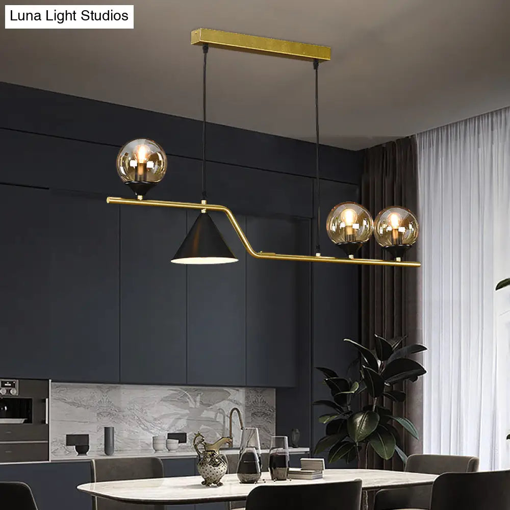 DecorBites™ Minimalist Gold Metal Dining Pendant Lamp - Cone and Ball Hanging Island Light for Dining Room