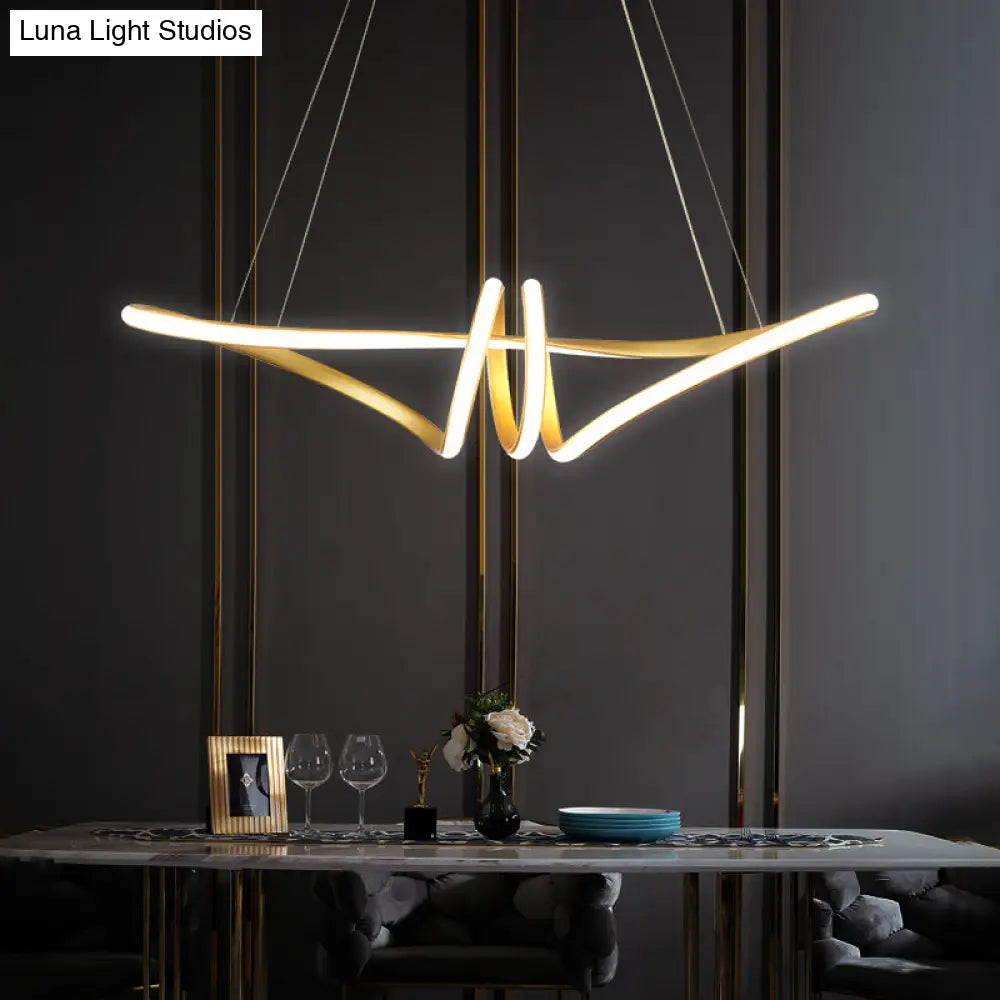 DecorBites™ Minimalist Gold Twist Island Pendant Light Fixture with LED Metal Finish - Perfect for Restaurants