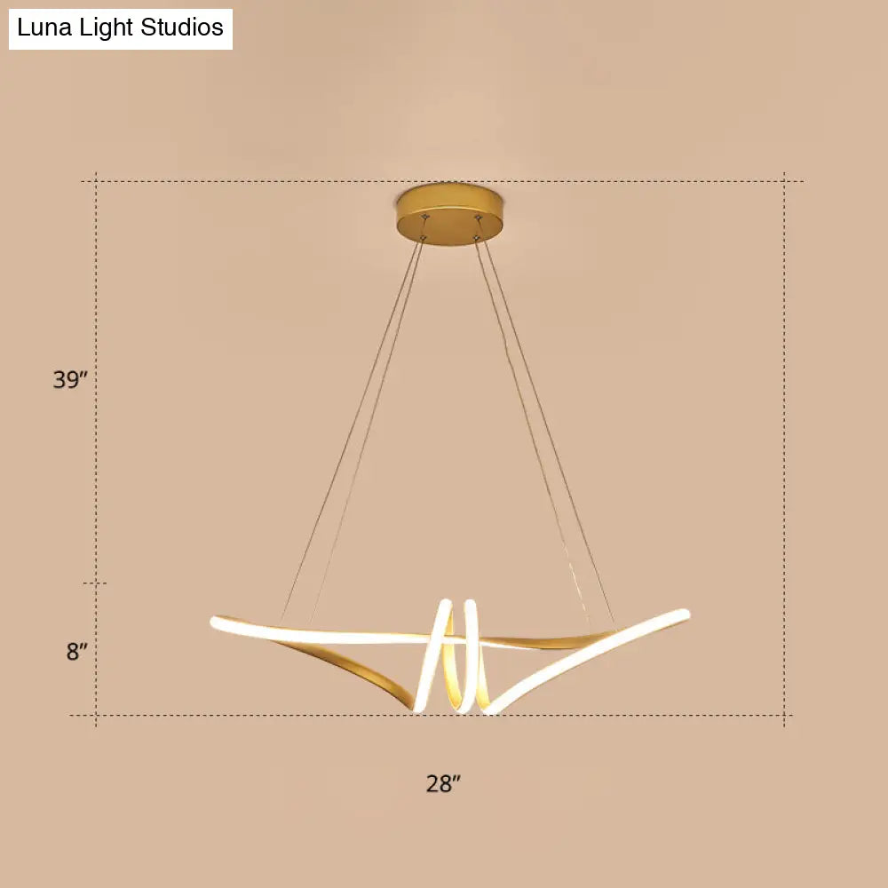 DecorBites™ Minimalist Gold Twist Island Pendant Light Fixture with LED Metal Finish - Perfect for Restaurants