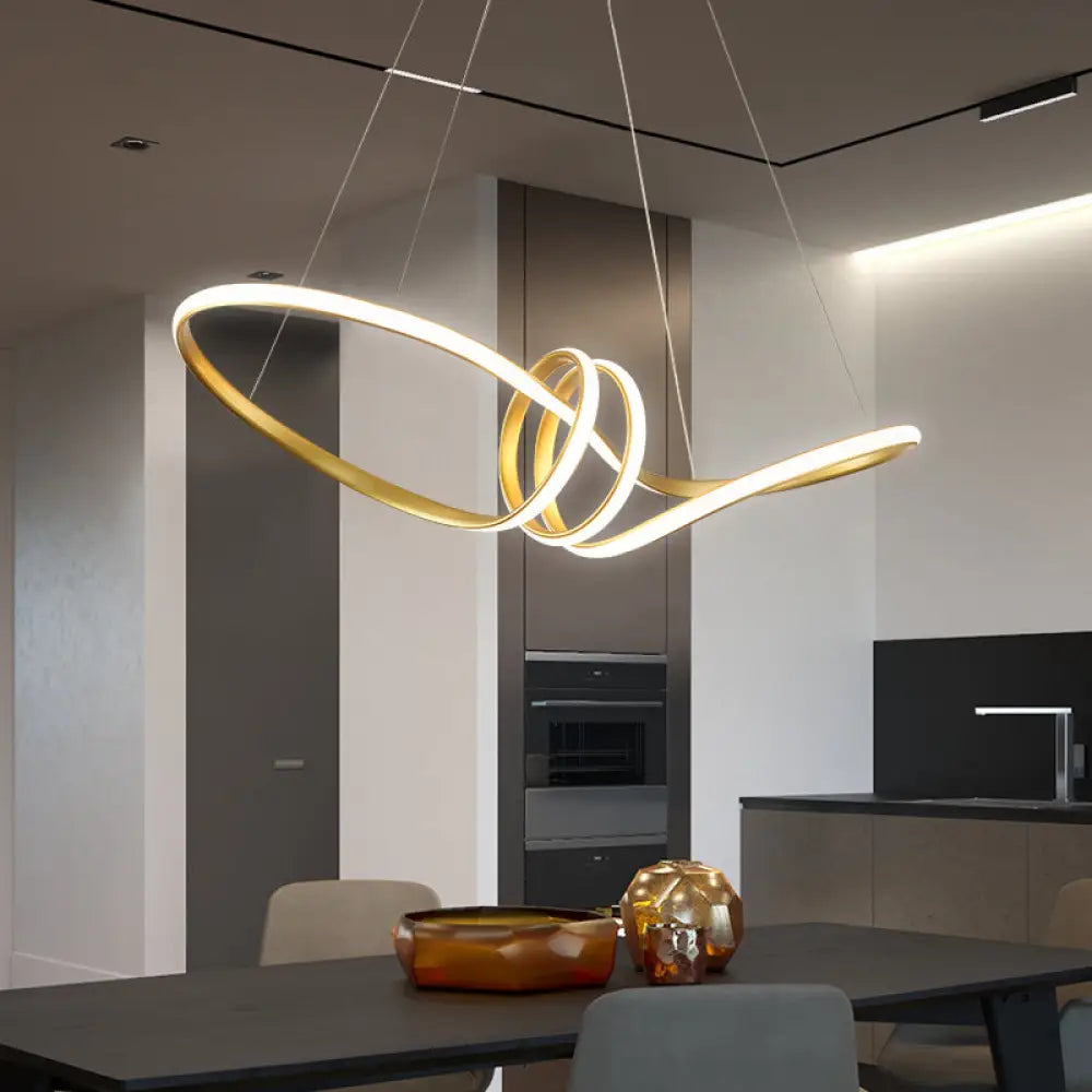 DecorBites™ Minimalist Gold Twist Island Pendant Light Fixture with LED Metal Finish - Perfect for Restaurants