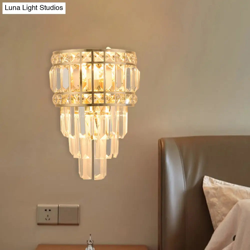 DecorBites™ Minimalist Gold Wall Lamp - Clear Crystal 3-Light Layered Fixture