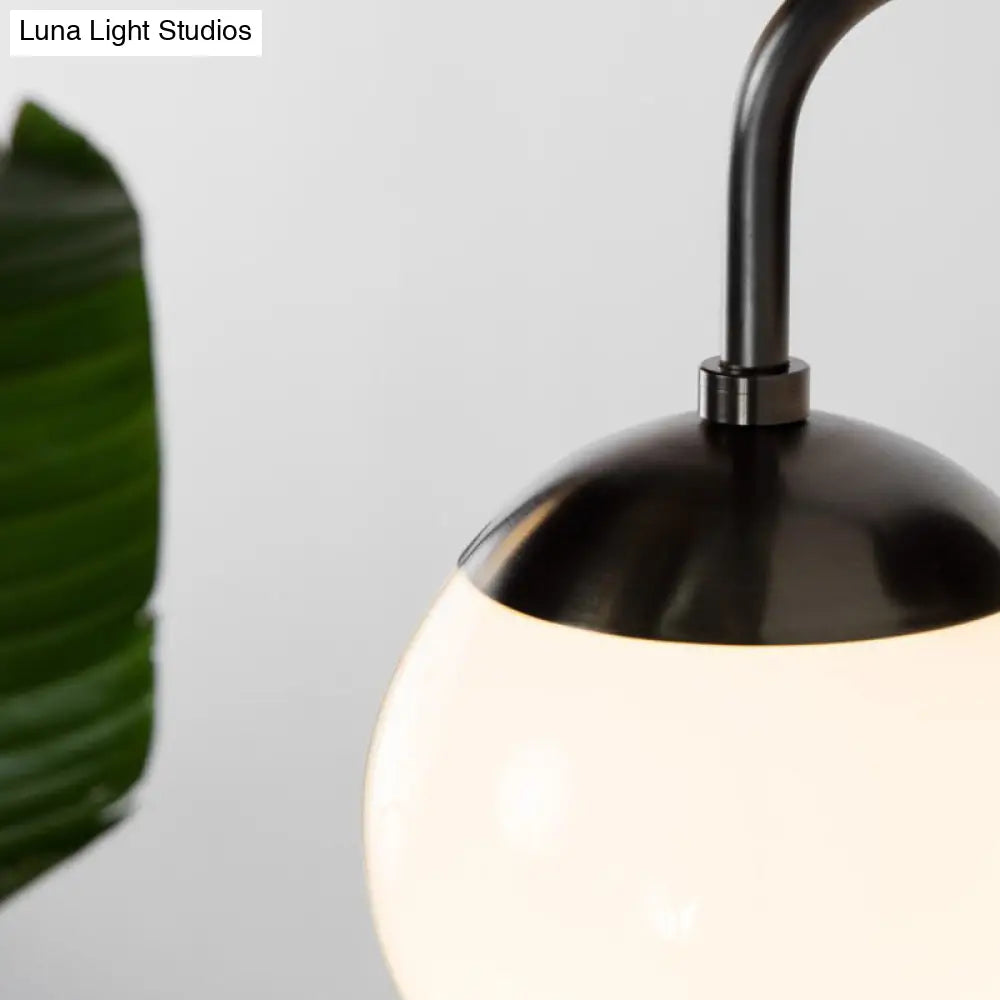 DecorBites™ Minimalist Golden/Black Wall Sconce Light with Milky Glass Ball Shade - 1-Bulb Bedside Lamp