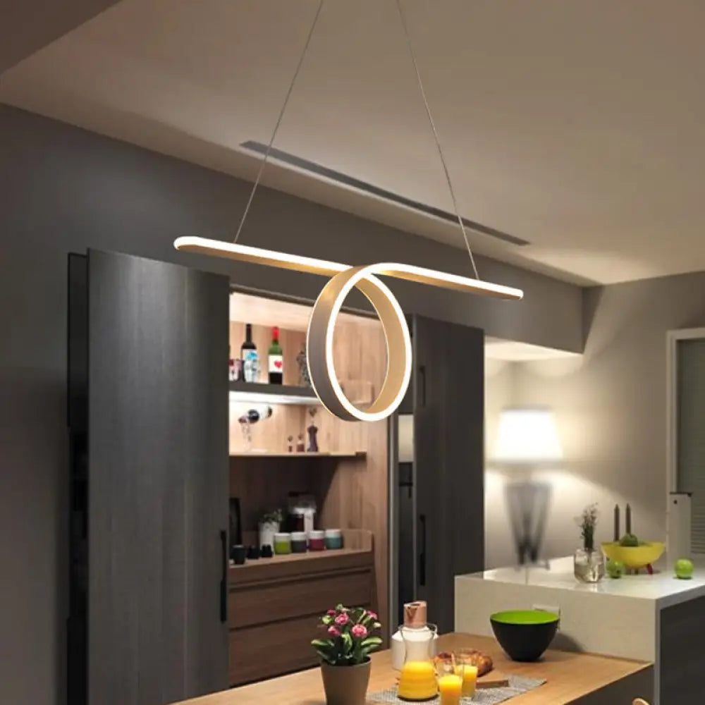 DecorBites™ Minimalist Grey LED Pendant Light with Metal Shade for Dining Room Island in Warm/White Light
