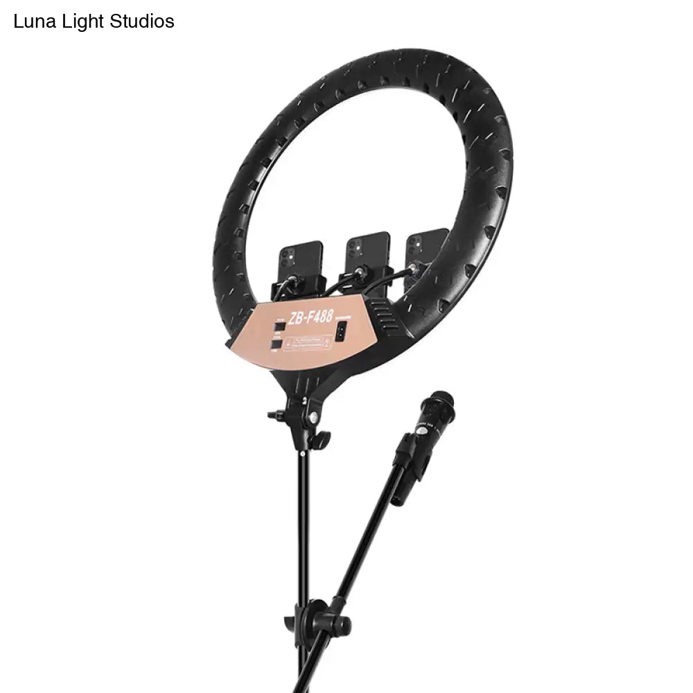 DecorBites™ Minimalist LED Circular Vanity Lighting with Mobile Phone Holder - Black Fill Light