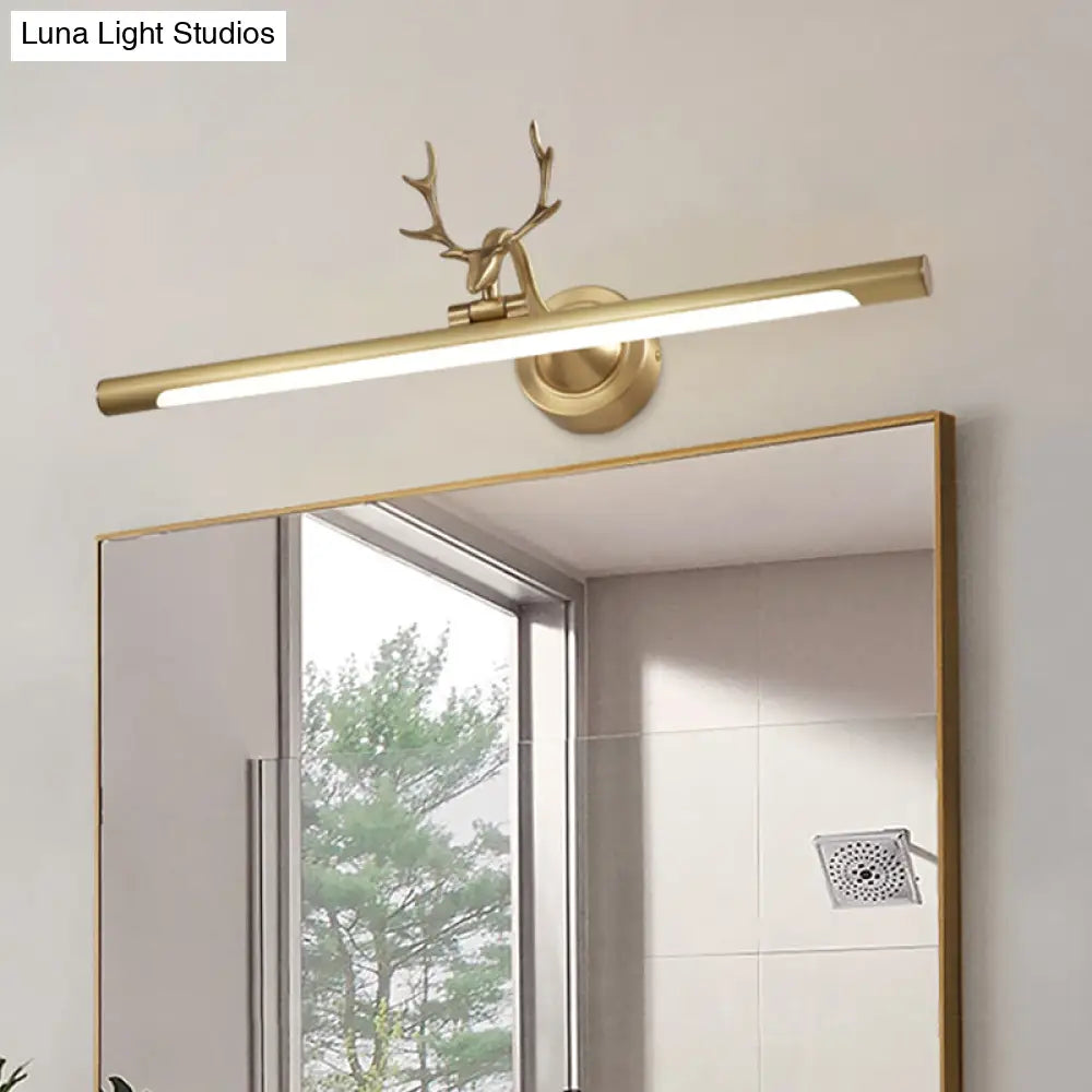 DecorBites™ Minimalist LED Gold Bar Wall Vanity Sconce Light with Antler Arm - Metal Wall Mounted Lamp