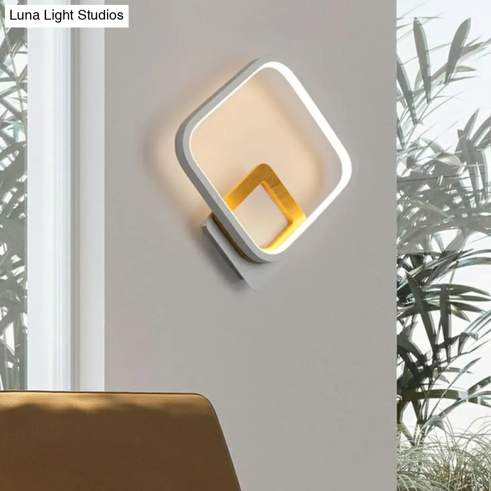 DecorBites™ Minimalist LED Square Wall Sconce Light - White Metal Wall Mounted Lamp for Bedroom
