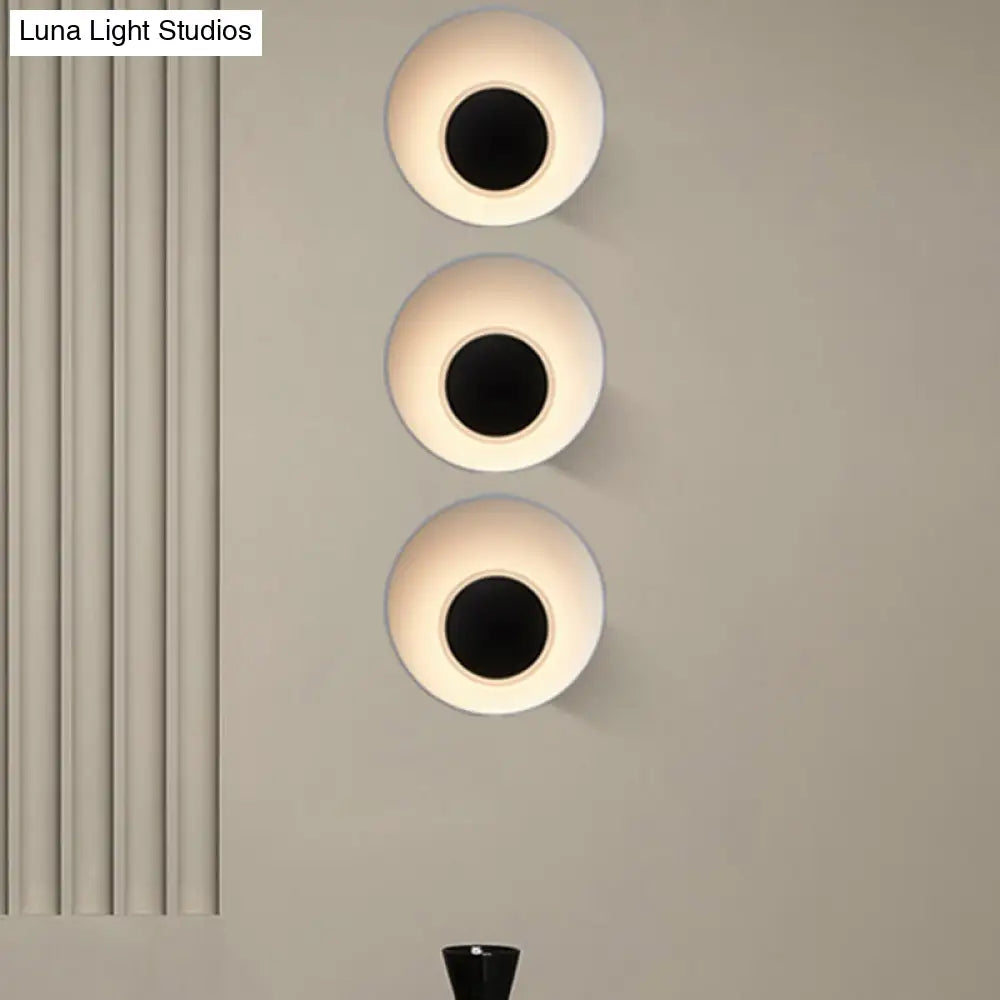 DecorBites™ Minimalist LED Wall Lamp: White/Black/Pink Finish Bowl Sconce Light for Drawing Room