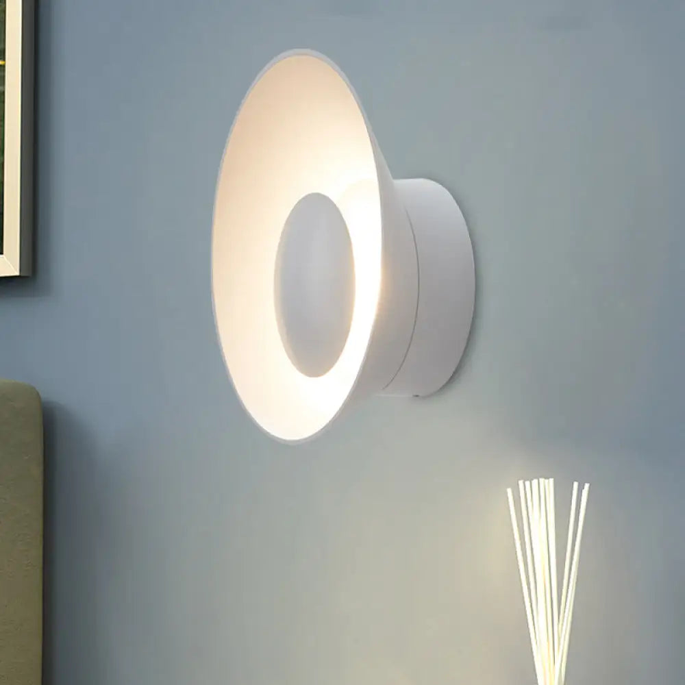 DecorBites™ Minimalist LED Wall Lamp: White/Black/Pink Finish Bowl Sconce Light for Drawing Room